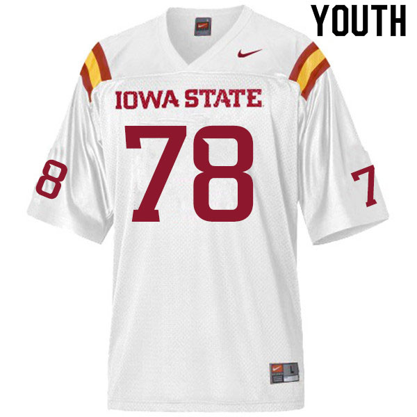 Youth #78 Nick Lawler Iowa State Cyclones College Football Jerseys Sale-White - Click Image to Close